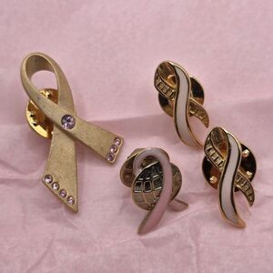 Lot of 4 Vintage Avon Pink Ribbon  Breast Cancer Awareness Pins